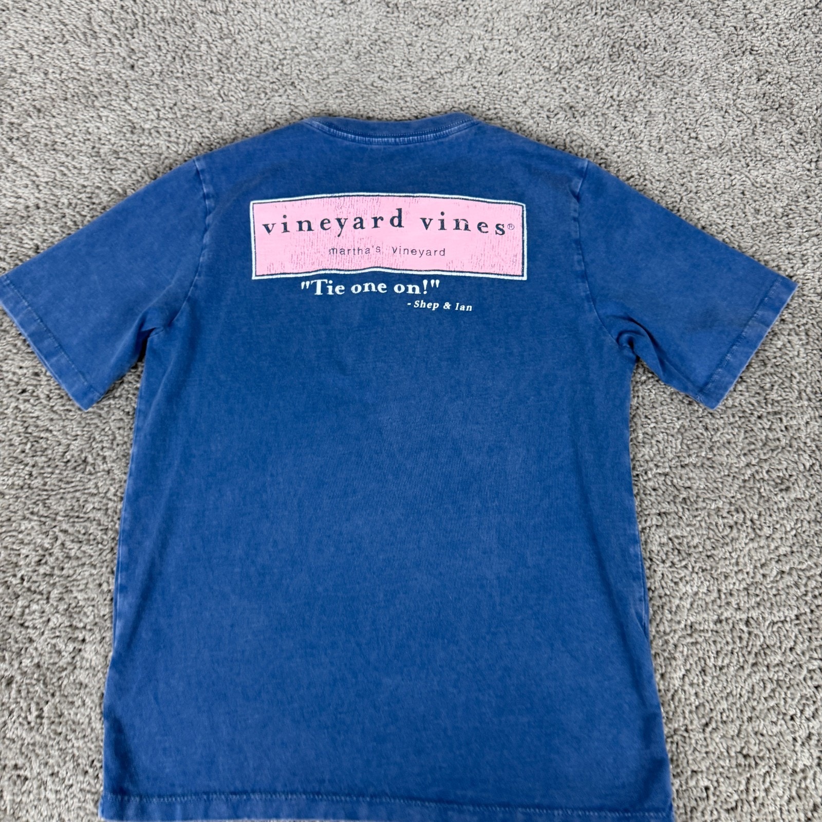 Vineyard Vines Shirt Boys Medium Blue Pink Martha's Vineyard Tie One One Preppy